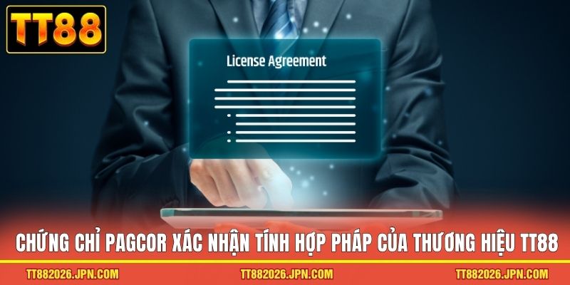 Chứng chỉ PAGCOR xác nhận tính hợp pháp của thương hiệu TT88
